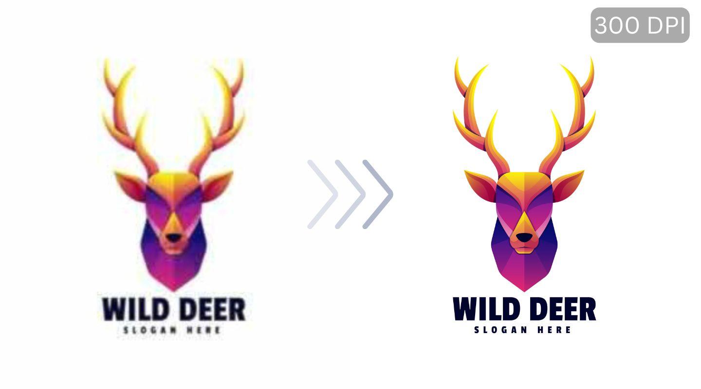 Graphic logo upscaled from a pixelated thumbnail to a sharp, print-ready format